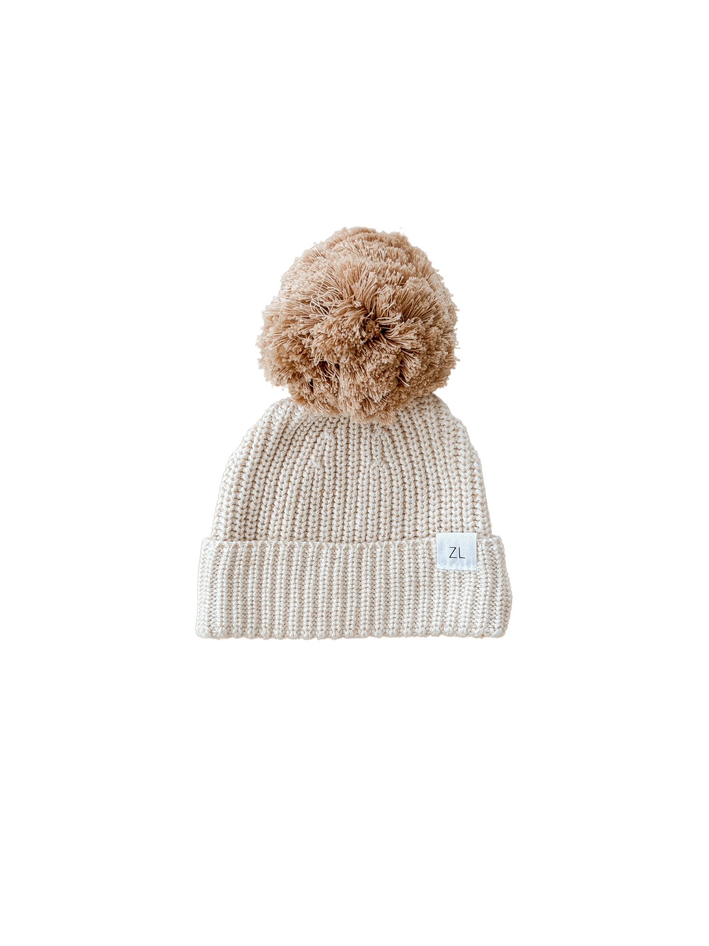 By Ziggy Lou - 100% cotton baby clothing featuring Biscotti Fleck Beanie with pom pom.