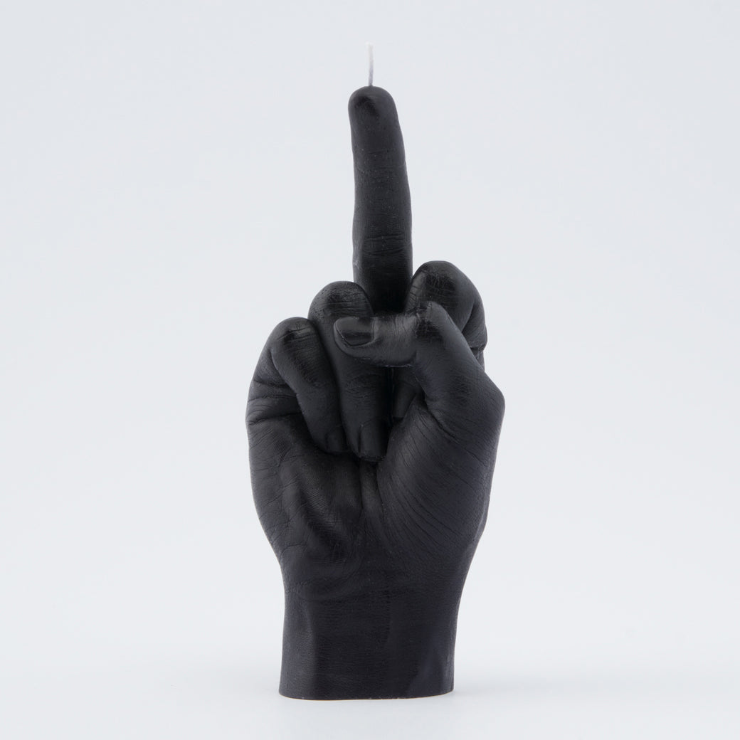 Black F*ck You Hand Candle. Back View.
