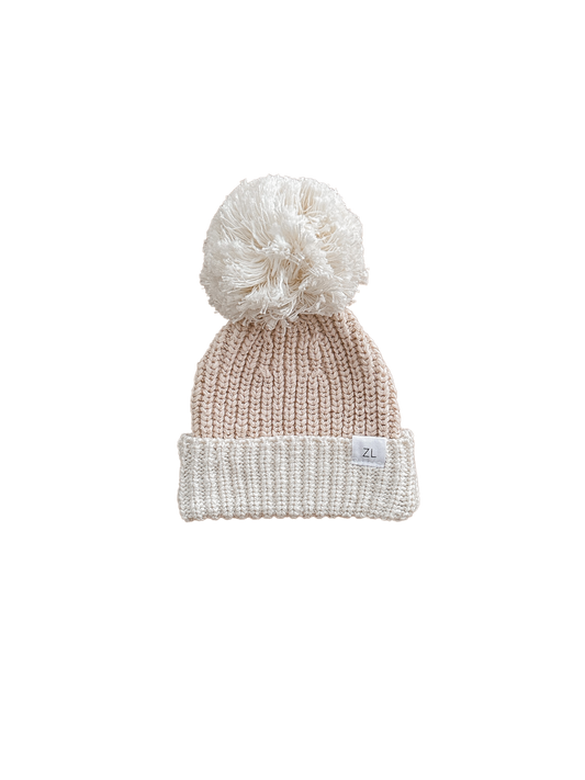 By Ziggy Lou - 100% cotton baby clothing. Featuring two tone petal beanie with pom pom.