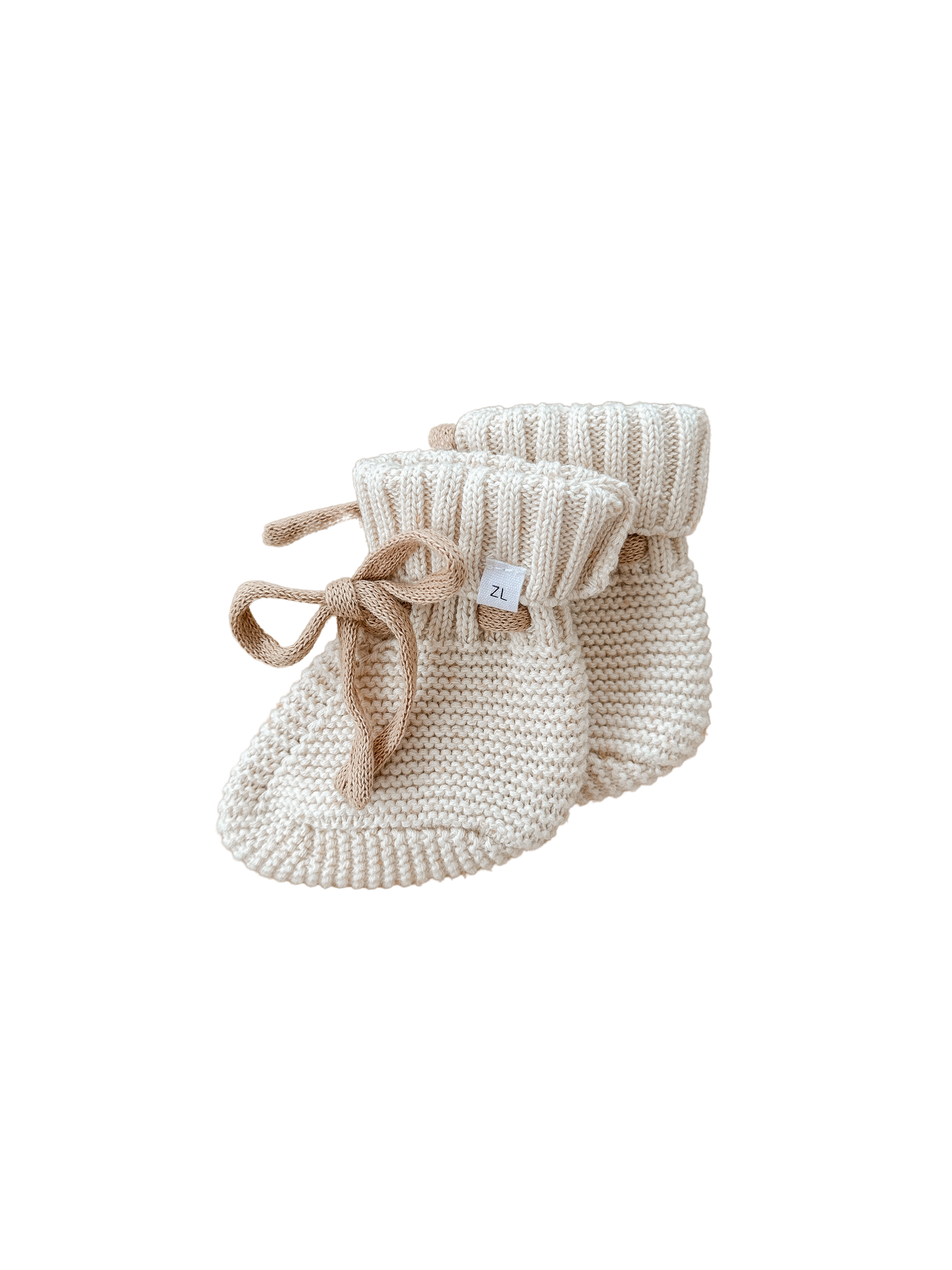 By Ziggy Lou - 100% cotton baby clothing. Featuring biscotti fleck booties.