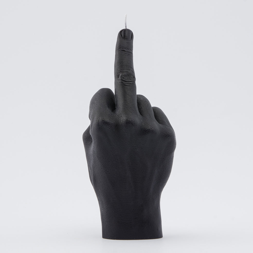 Black F*ck You Hand Candle. Front View.